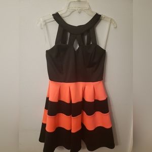 NWOT Crystal Doll Skater Dress Coral/Black